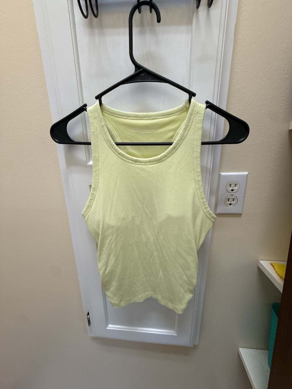 Outdoor Voices Women's Ribbed Racerback Crop Tank Top with Built-in Shelf Bra